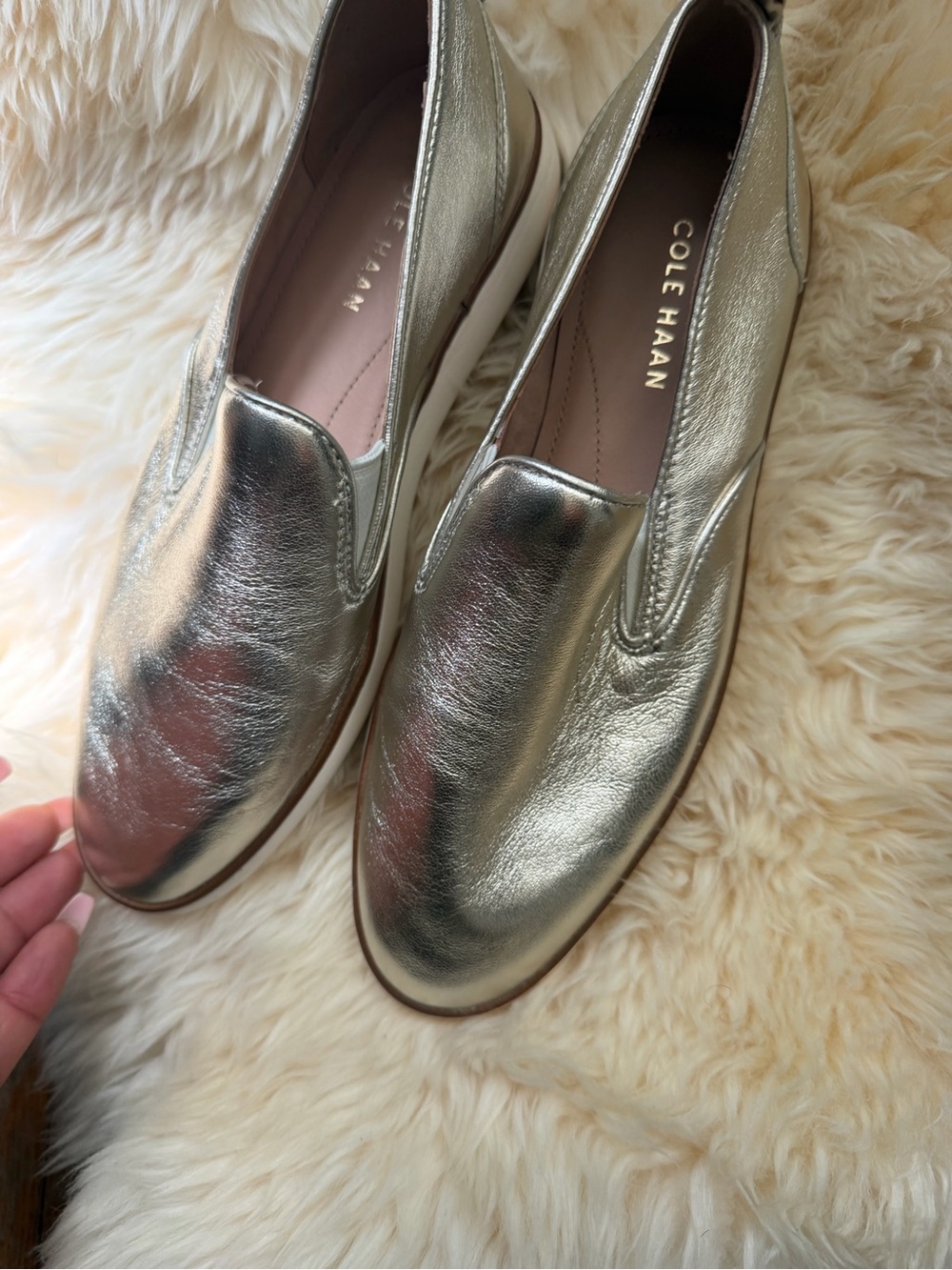 Cole Haan Metallic Gold Slip-On Loafers
